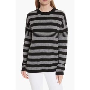 EQUIPMENT Black and Gray Striped Crewneck Cashmere Sweater